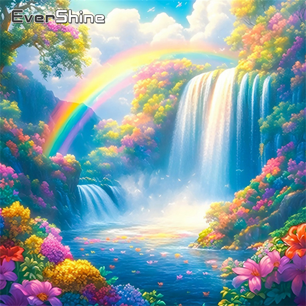 Photo Mosaic Print - EverShine Bordir Berlian Pemandangan Air Terjun