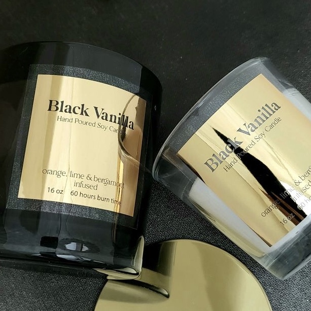 Personalised Candle Label - Stiker emas perak berkilau kustom untuk