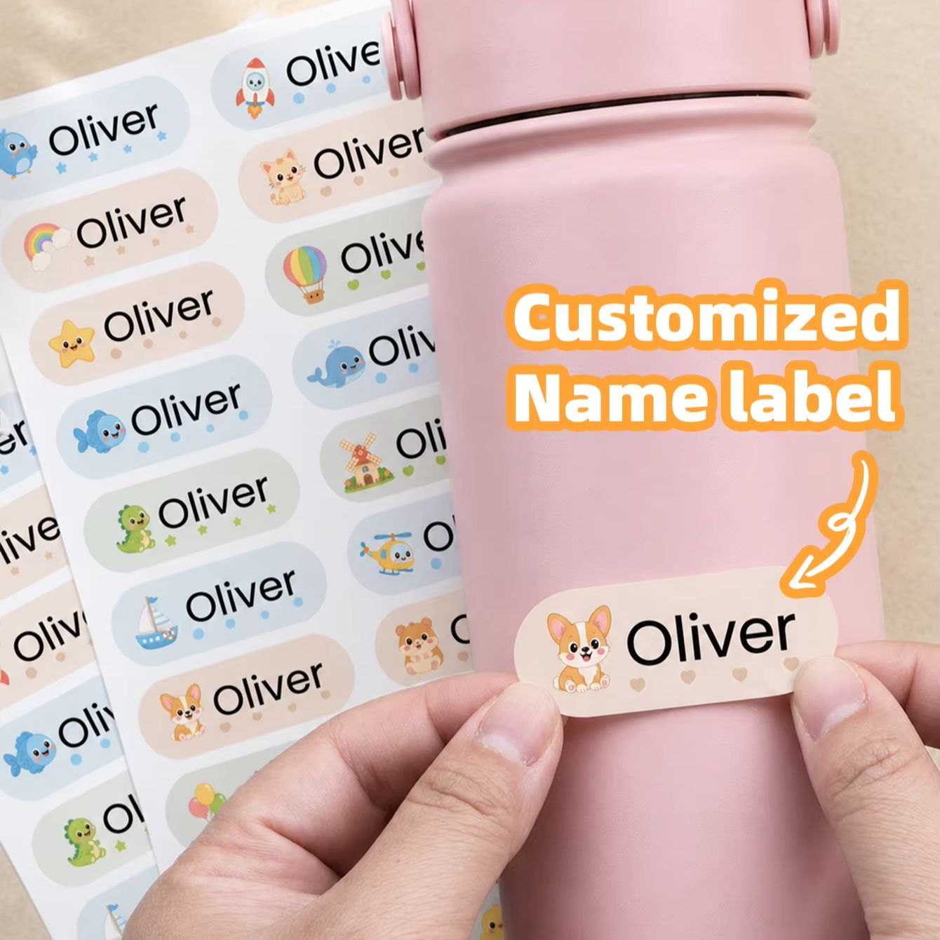 1-400PCS Stiker Nama Kartun Ku - Personalised Candle Label ulasan dan harga
